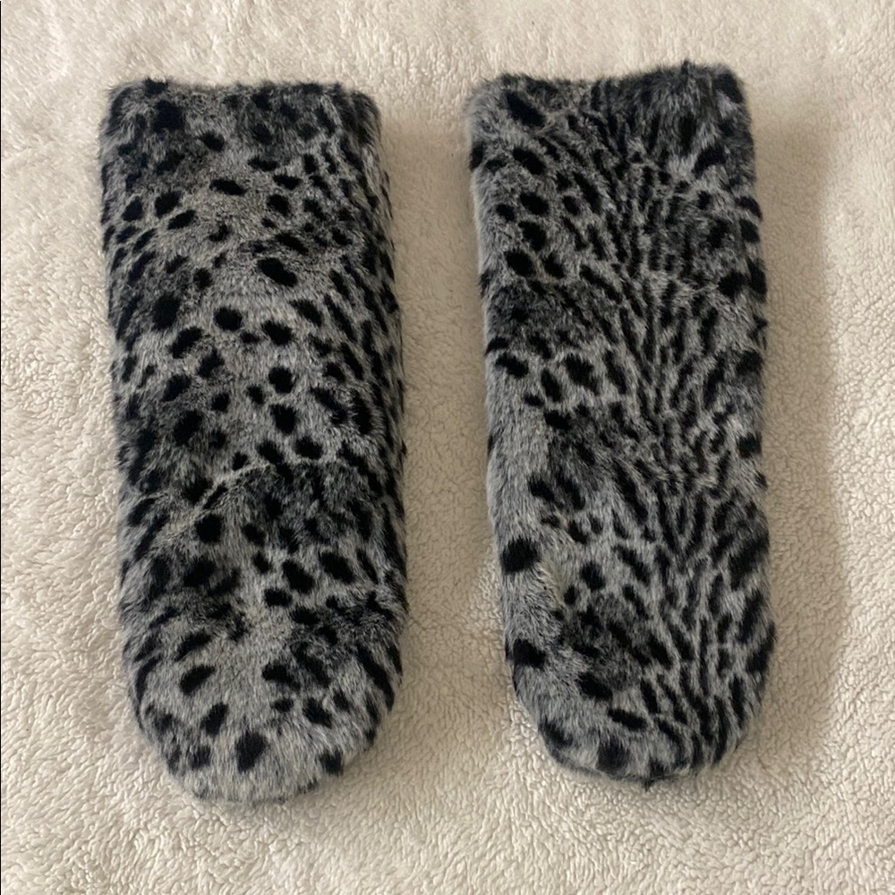 Leopard Print Faux Fur sock slippers